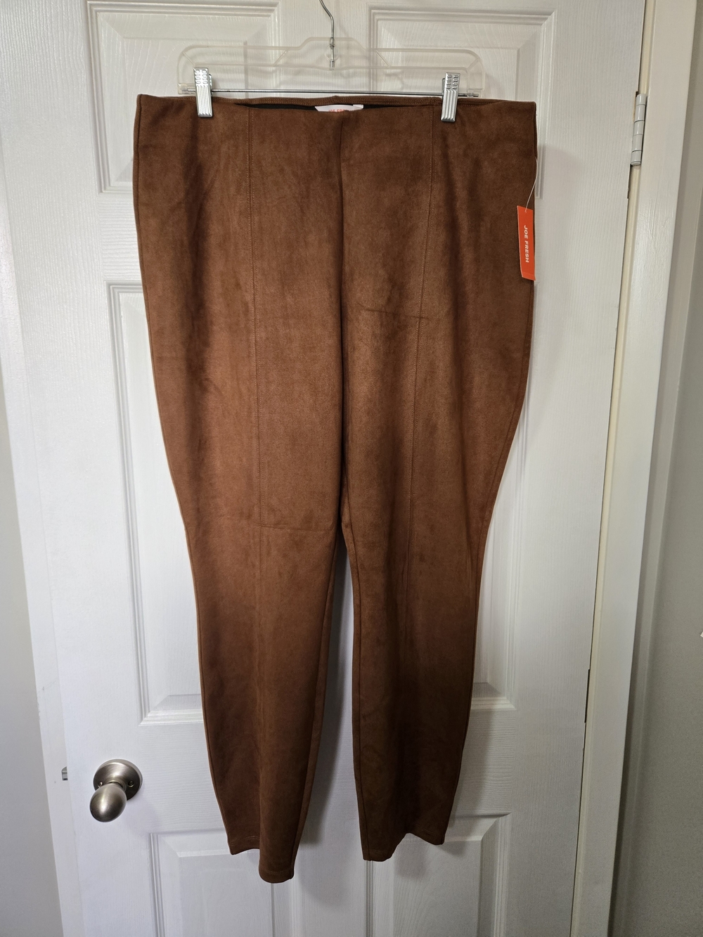 Joe Fresh Women's Straight Leg Faux Suede Pants in Brown